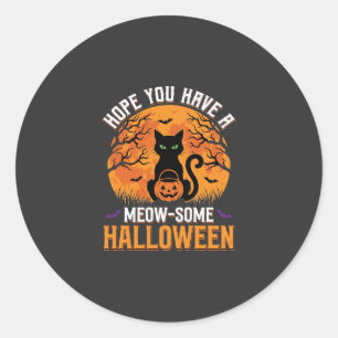 Meow-Some Halloween Black Cat Classic Round Sticker