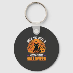 Meow-Some Halloween Black Cat Key Ring