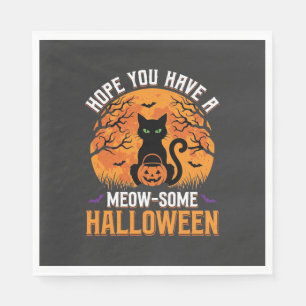 Meow-Some Halloween Black Cat Napkin