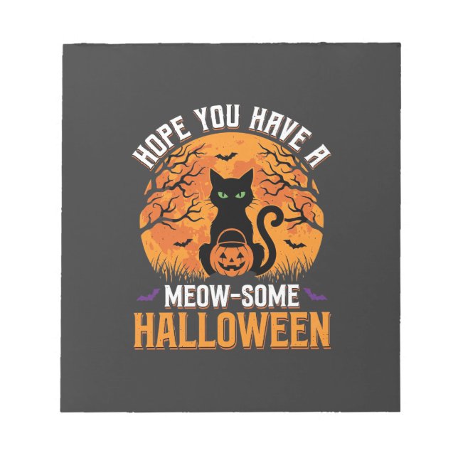 Meow-Some Halloween Black Cat Notepad (Front)