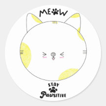 Meow Stay Positive Spotted Yellow Kawaii Cat