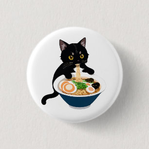 Meow-tastic Ramen Feast: Cute Cat Badge