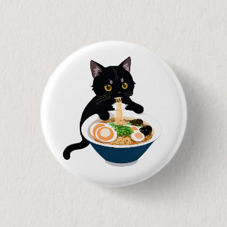 Meow-tastic Ramen Feast: Cute Cat Badge