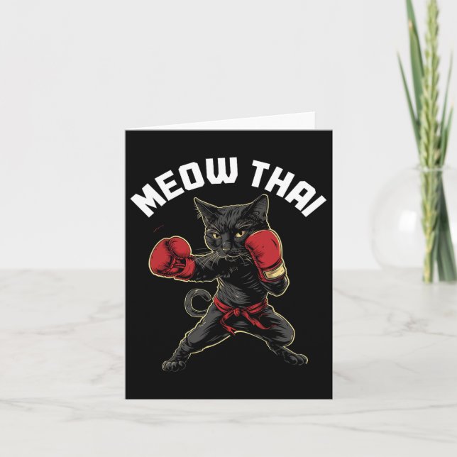 Meow Thai Funny Muay Thai Boxing Cat Martial Arts  Card (Front)