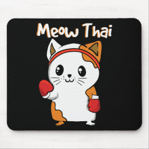 Meow Thai Martial Arts Cat Jiu-jitsu Karate Fighte Mouse Pad
