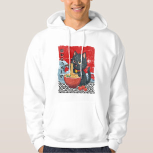 Meow-tiful Black Cat Ramen Craze! Hoodie