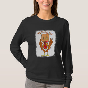 Meow Turkey Costume Thanksgiving Turkey Cat T-Shirt