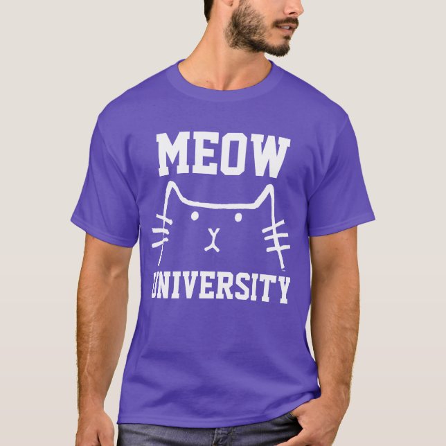 MEOW UNIVERSITY, Funny Cat T-shirts Tees (Front)