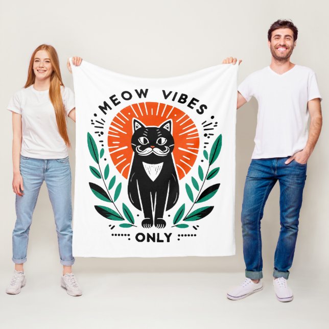 meow vibes only fleece blanket (In Situ)