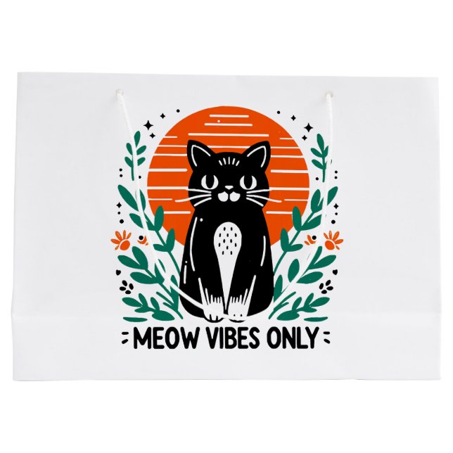 meow vibes only large gift bag (Back)
