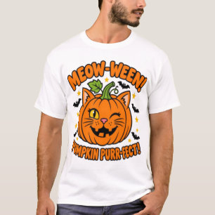 Meow Ween Pumpkin Purrfect Cute Cat Halloween T-Sh T-Shirt