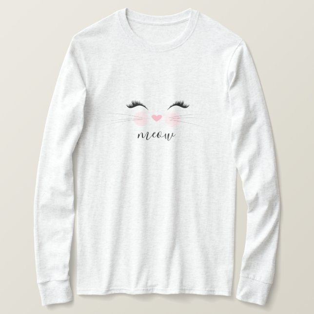 Meow Whiskers Kitty T-Shirt (Design Front)