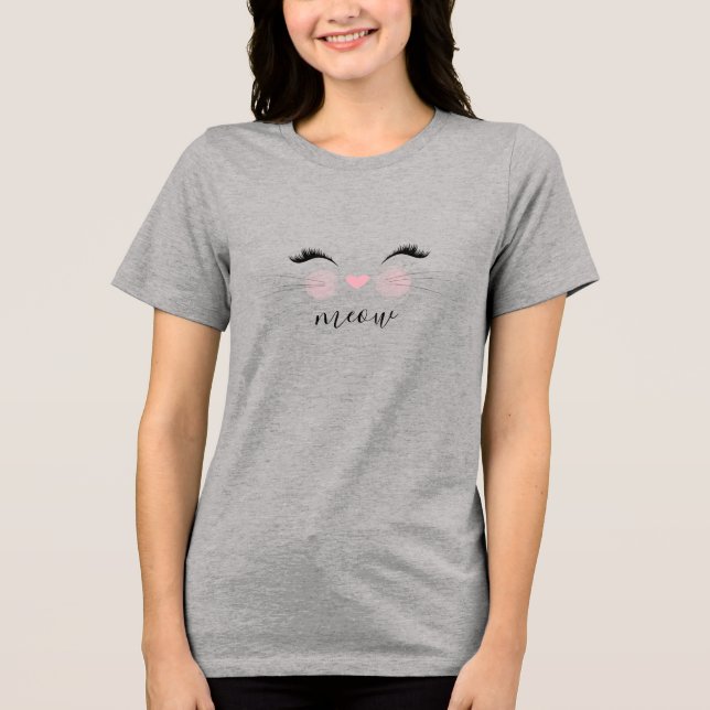 Meow Whiskers Kitty Tri-Blend Shirt (Front)
