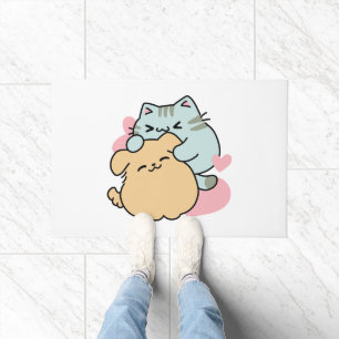 Meow & Woof Perfect Together - Cute Cat and Dog Doormat