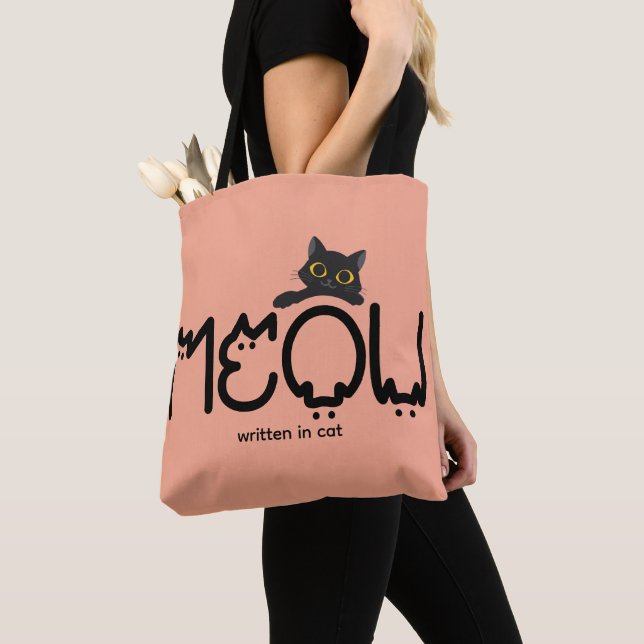 MEOW written in cat - cat mum, cat lover Tote Bag (Close Up)