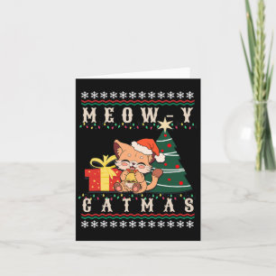 Meow-y Catmas Cat Christmas Tree Xmas Girls Boys F Card