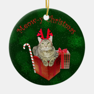 Meow-y Christmas Ceramic Tree Decoration
