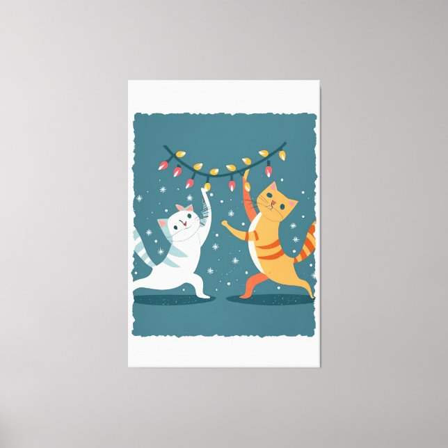 Meow-y Christmas Delight: Festive Cats Collection Canvas Print (Front)