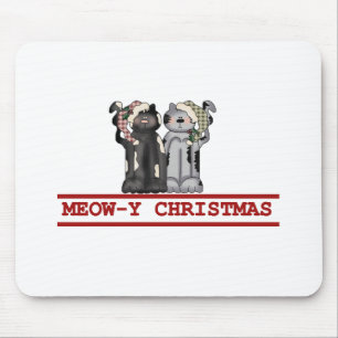 Meow-y Christmas t-shirts and Gifts Mouse Pad
