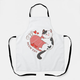 Meow You Cute Cat Valentine's Day Apron