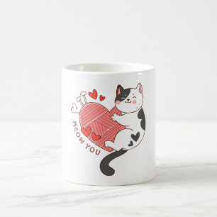 Meow You Cute Cat Valentine's Day Coffee Mug