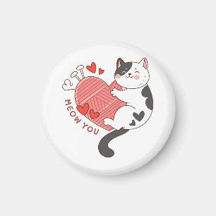 Meow You Cute Cat Valentine's Day Magnet