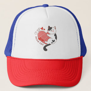 Meow You Cute Cat Valentine's Day Trucker Hat