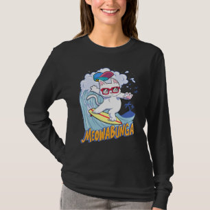 Meowabunga Cool Cat In Glasses Cowabunga Surfs Up T-Shirt