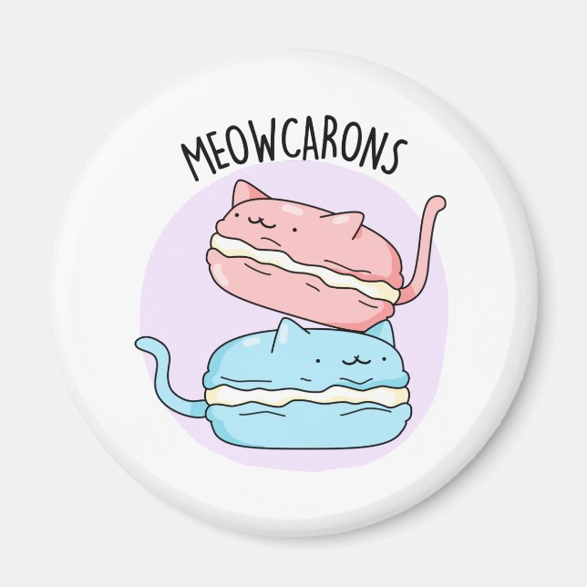 Meowcarons Cute Macaron Pun Magnet (Front)
