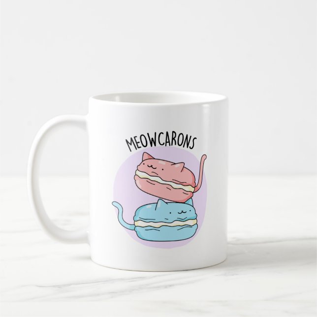 Meowcarons Funny Macaron Pun  Coffee Mug (Left)