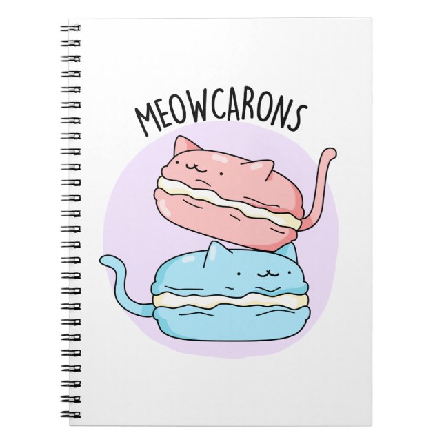 Meowcarons Funny Macaron Pun Notebook (Front)