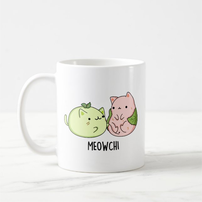 Meowchi Funny Mochi Pun  Coffee Mug (Left)
