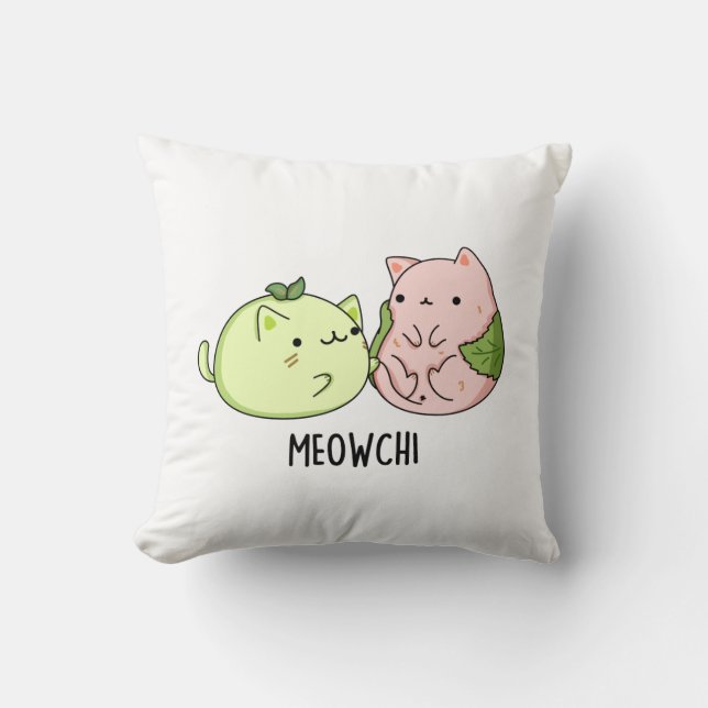 Meowchi Funny Mochi Pun  Cushion (Front)