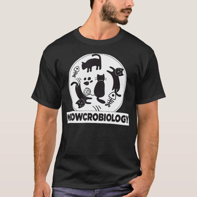 Meowcrobiology Science Funny MicrobiologyCat Lover T-Shirt (Front)