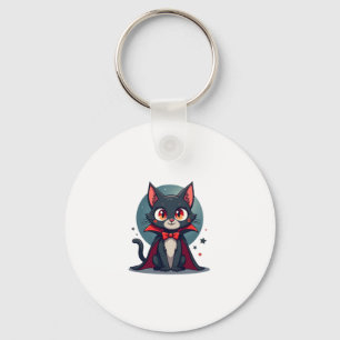 Meowcula Funny Cat Vampire Dracula Halloween Key Ring