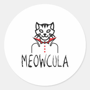 Meowcula Halloween Classic Round Sticker