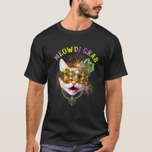 Meowdi Gras Kitten Cat Mask Beads Mardi Gras Funny T-Shirt