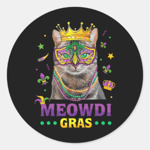 Meowdi Gras Mardi Gras Cat Lover New Orleans Louis Classic Round Sticker