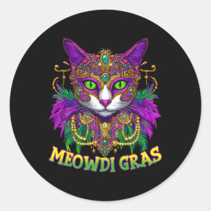 Meowdi Gras Mardi Gras Cat Lover New Orleans Louis Classic Round Sticker