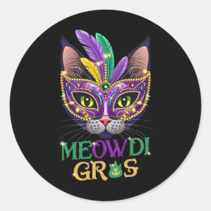 Meowdi Gras Mardi Gras Cat Lover New Orleans Louis Classic Round Sticker