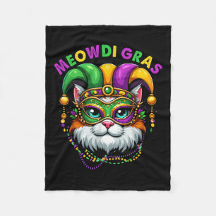 Meowdi Gras Mardi Gras Cat Lover New Orleans Louis Fleece Blanket