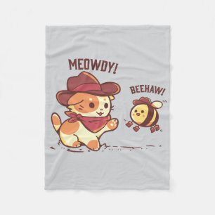 Meowdy and Beehaw Fleece Blanket