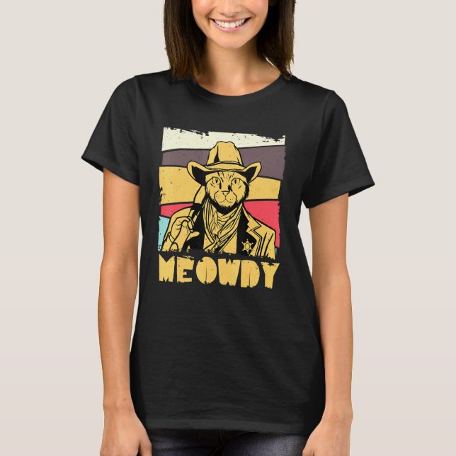 Meowdy Ca Texas Western Ca Meowdy Cat  T-Shirt (Front)