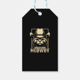 Meowdy Cat Cowboy Cowgirl Meow Howdy Halloween Cos Gift Tags