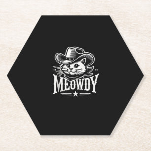 Meowdy Cat Cowboy Cowgirl Meow Howdy Halloween Cos Paper Coaster