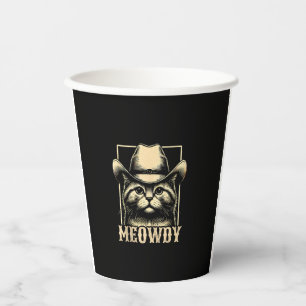 Meowdy Cat Cowboy Cowgirl Meow Howdy Halloween Cos Paper Cups