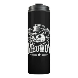 Meowdy Cat Cowboy Cowgirl Meow Howdy Halloween Cos Thermal Tumbler