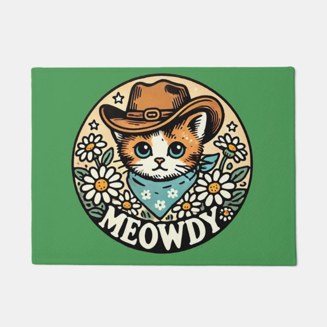 Meowdy Cowboy Kitty Cat                            Doormat (Front)