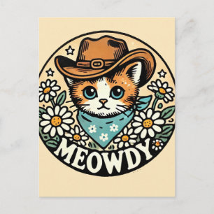 Meowdy Cowboy Kitty Cat Postcard
