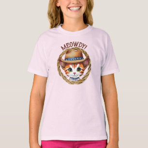 Meowdy! Cute Kitten Wearing a Cowboy Hat T-Shirt